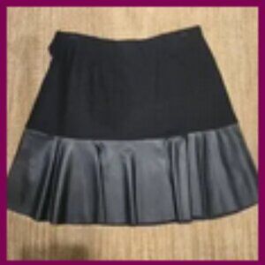 NWOT CAbi Ponte Owens Skater Skirt - Size Small - Black Faux Leather Flare Skirt